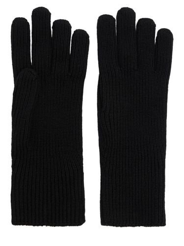 Logo Virgin Wool Tricot Gloves - MONCLER - Modalova