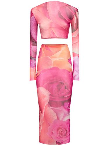 Robe En Tulle Stretch Garden Rose - ROBERTO CAVALLI - Modalova