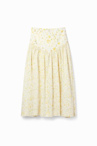 Jupe midi froncée fleurs - Desigual - Modalova