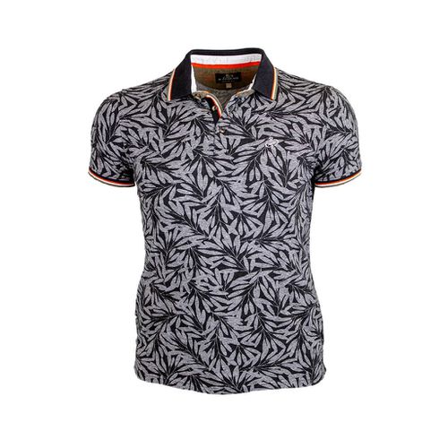 Polo noir imprimé feuilles tropicales - BLACKS LEGEND - Modalova