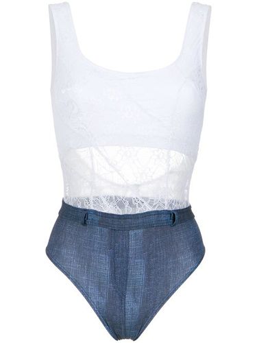 Lace and denim swimsuit - Amir Slama - Modalova