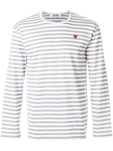 Striped heart logo T-shirt - Comme Des Garçons Play - Modalova