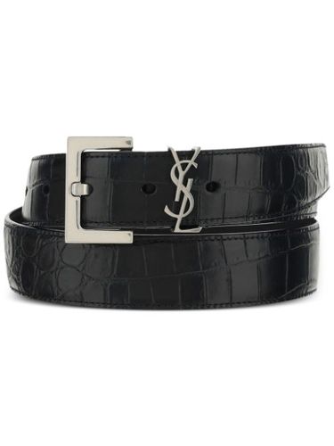 Ceinture Monogram à effet peau de crocodile - Saint Laurent - Modalova