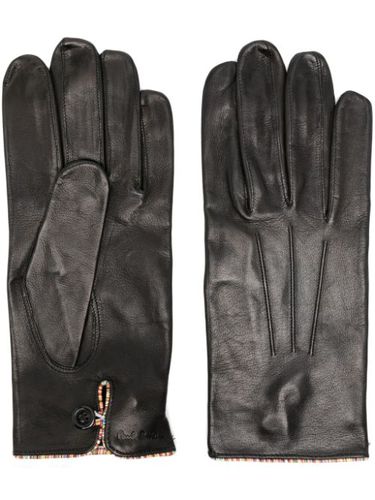 Striped trim leather gloves - Paul Smith - Modalova