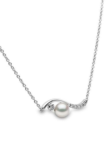 Collier Trend en or blanc 18ct orné de perles d'eau douce et de diamants - Yoko London - Modalova