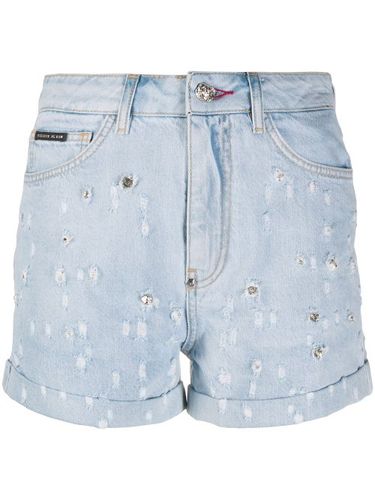 Short en jean à ornements en cristal - Philipp Plein - Modalova