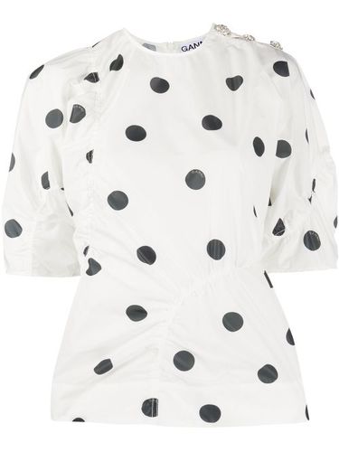 Blouse froncée à pois - GANNI - Modalova