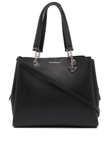 Sac cabas grainé à plaque logo - Emporio Armani - Modalova