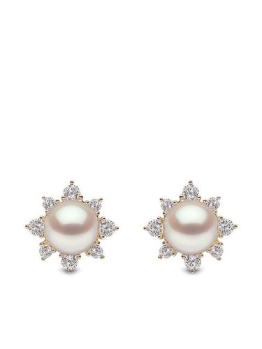 Boucles d'oreilles Trend en jaune 18ct ornées de diamants et de perles - Yoko London - Modalova