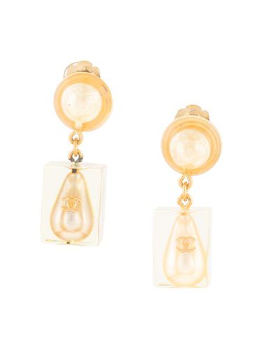 Boucles d'oreilles pendantes à logo - CHANEL Pre-Owned - Modalova