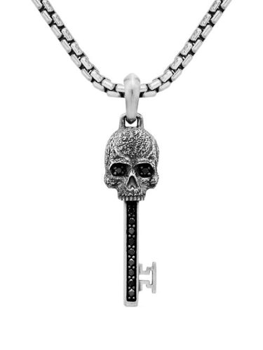 Pendentif Memento Mori Skull Key en sterling pavé de diamants (31,7 mm) - David Yurman - Modalova