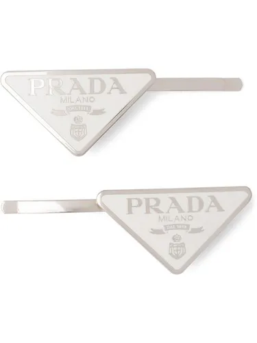 Lot de deux barrettes à logo triangle - Prada - Modalova