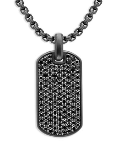 Étiquette Chevron en argent sterling pavé de diamants (35 mm) - David Yurman - Modalova