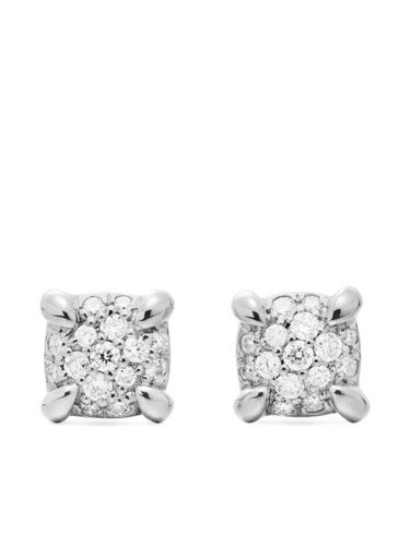 Puces d'oreilles Petite Châtelaine en or blanc 18ct pavées de diamants (5 mm) - David Yurman - Modalova