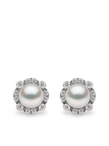 Puces d'oreilles Trend en or blanc 18ct ornées de perle et diamants - Yoko London - Modalova