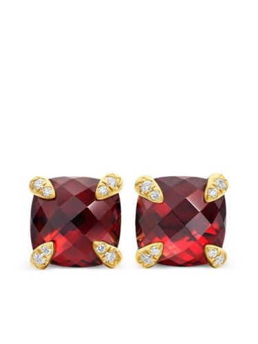 Puces d'oreilles Châtelaine en or 18ct serties de grenat et pavées de diamants (8 mm) - David Yurman - Modalova