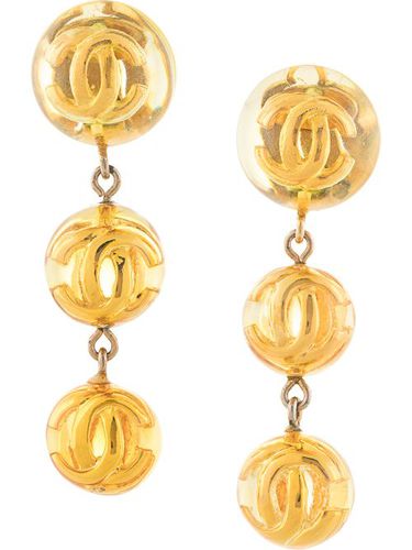 Boucles d'oreilles pendantes clip à logo CC - CHANEL Pre-Owned - Modalova