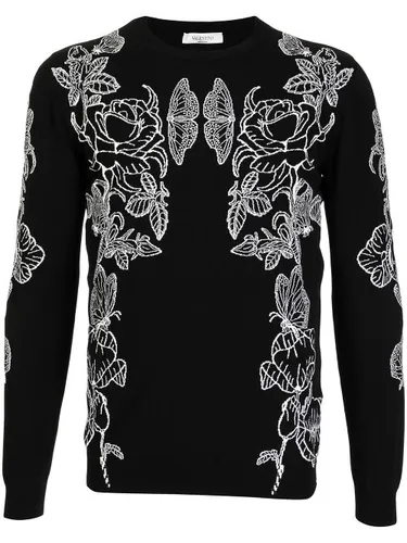 Pull en maille à imprimé papillon - Valentino Garavani - Modalova