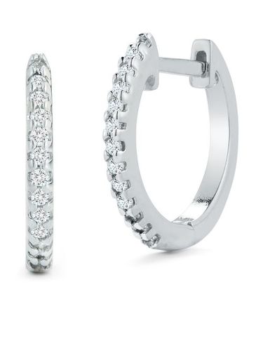 Boucles d'oreilles en or blanc 14ct à détails de diamants - Mateo - Modalova