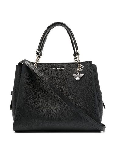 Sac cabas grainé à breloque logo - Emporio Armani - Modalova