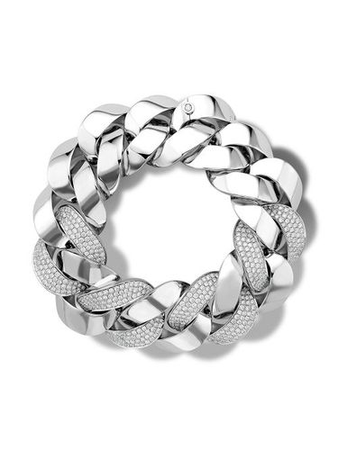 Grand gourmette Cuba en or 18ct ornée de diamants - Pragnell - Modalova