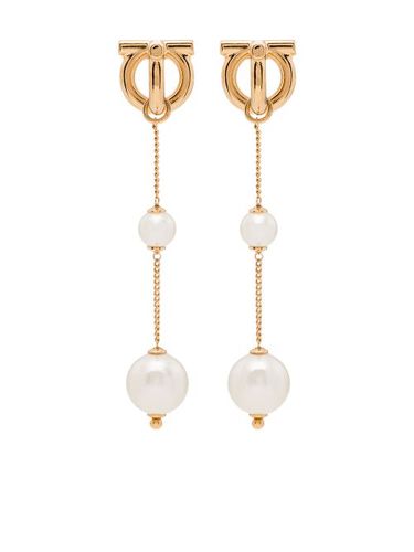 Boucles d'oreilles pendantes Gancini à perles - Ferragamo - Modalova
