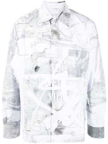 Chemise oversize en coton à imprimé délavé - Off-White - Modalova