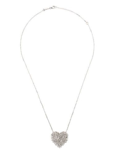 Collier Heart en or blanc 18ct serti de diamants - Suzanne Kalan - Modalova