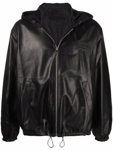 Veste en cuir à logo embossé - Prada - Modalova
