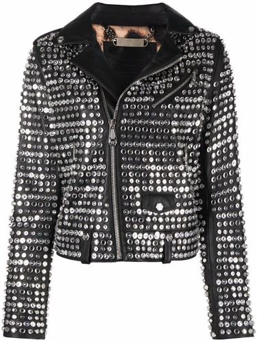 Veste en cuir à ornements en cristal - Philipp Plein - Modalova