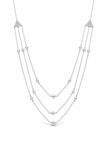Collier Sleek en or blanc 18ct orné de perles d'eau douce et de diamants - Yoko London - Modalova