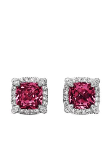 Puces d'oreilles Petite Châtelaine en sterling serties de grenat et pavées de diamants (5 mm) - David Yurman - Modalova
