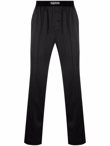 Pantalon de pyjama en soie à taille à logo - TOM FORD - Modalova