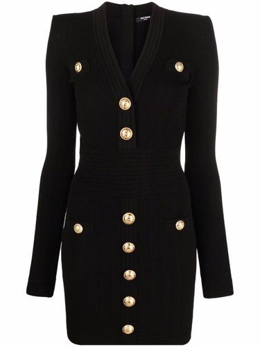 Robe courte nervurée à boutons logo - Balmain - Modalova