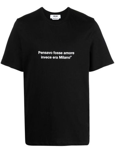 T-shirt en coton à slogan imprimé - MSGM - Modalova