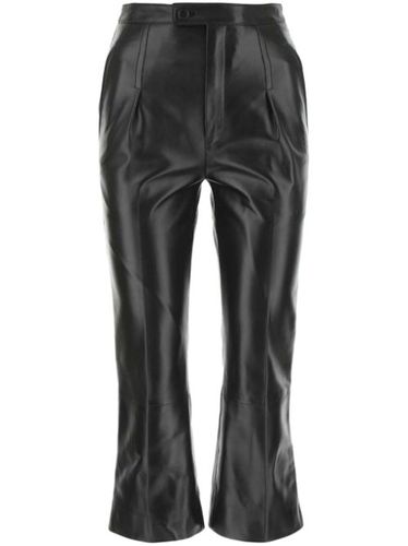 Pantalon en cuir à détails plissés - Saint Laurent - Modalova