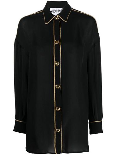 Chemise en soie à boutons logo - Moschino - Modalova