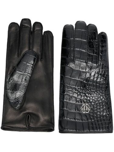 Gants en cuir à effet peau de crocodile - Philipp Plein - Modalova