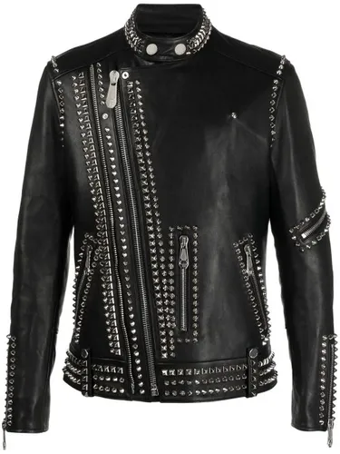 Veste de moto en cuir à ornements Rockstud - Philipp Plein - Modalova