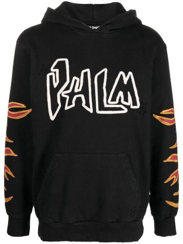 Hoodie en coton à imprimé flamme - Palm Angels - Modalova