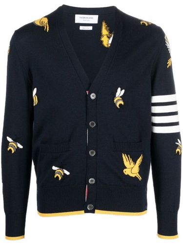 Cardigan en intarsia à détail 4 bandes signature - Thom Browne - Modalova