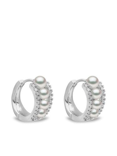 Boucles d'oreilles Eclipse en or blanc 18ct serties de perles d'Akoya et de diamants - Yoko London - Modalova