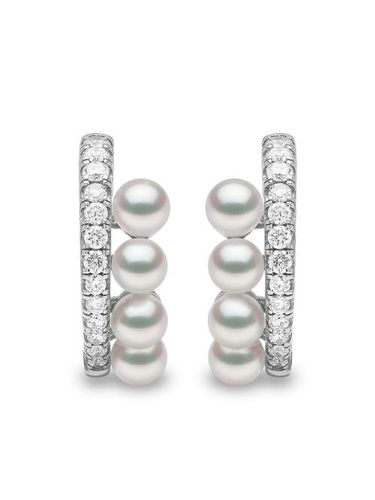 Boucles d'oreilles Eclipse en or blanc 18ct serties de perles d'Akoya et de diamants - Yoko London - Modalova
