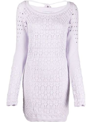 Robe courte en maille ajourée à manches longues - The Attico - Modalova