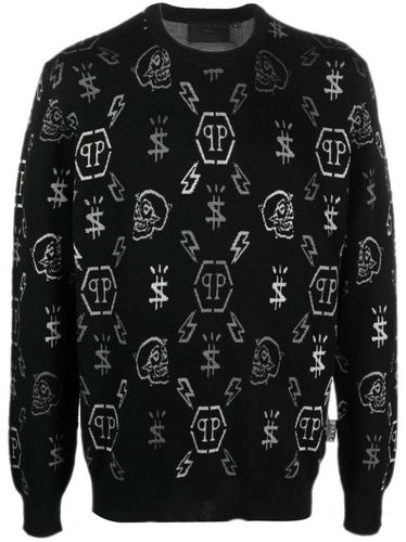 Pull à motif monogrammé en jacquard - Philipp Plein - Modalova