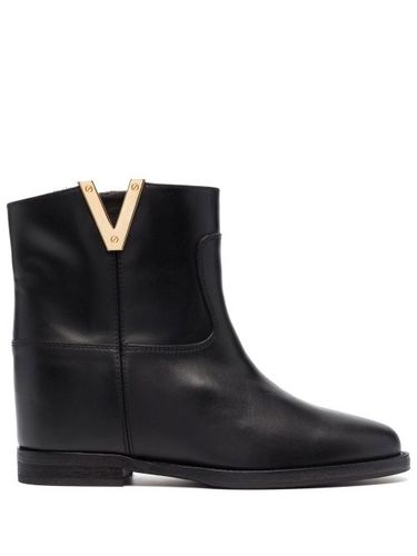 Bottines en cuir à détail de logo - Via Roma 15 - Modalova