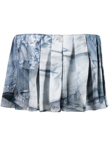 Jupe-short plissée à imprimé denim - Natasha Zinko - Modalova