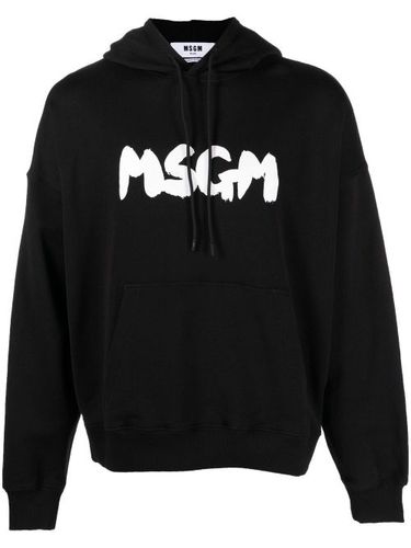 Hoodie en coton à logo imprimé - MSGM - Modalova