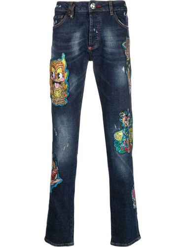 Jean Super Straight Hawaii à détail de patch - Philipp Plein - Modalova