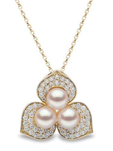 Pendentif Petal en 18ct serti de diamants et perles - Yoko London - Modalova